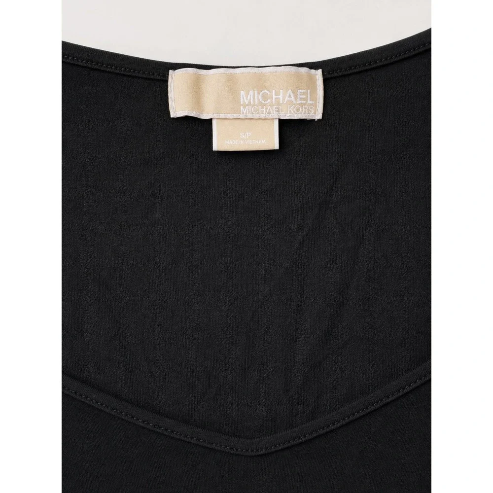 Michael Kors Black Sequin Shoulder Empire Waist Mini Dress   S